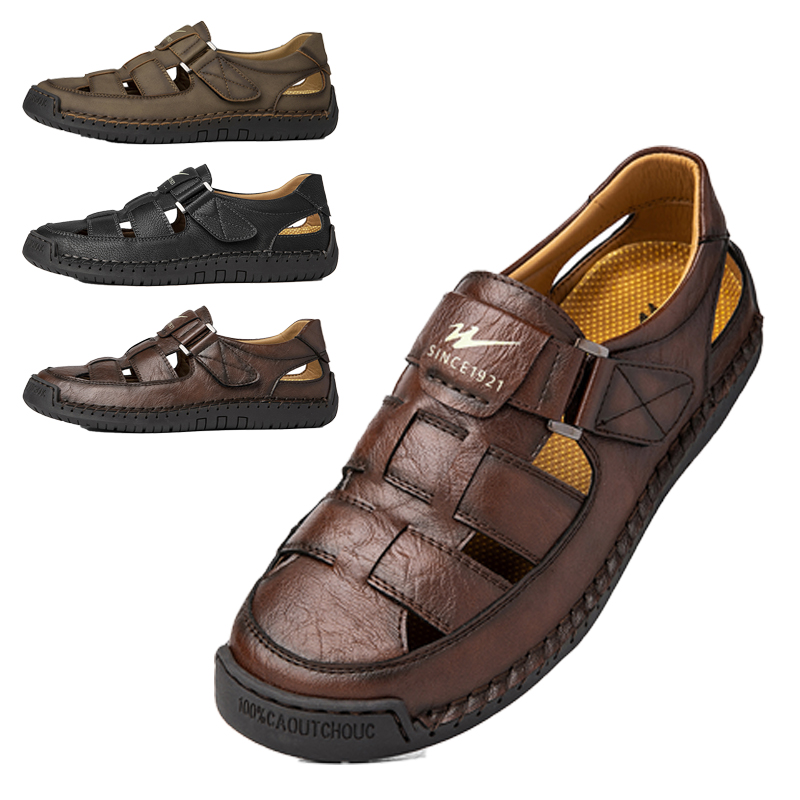 Men'S Shoes With Wide Toe Box - Sandales en cuir pour hommes à
