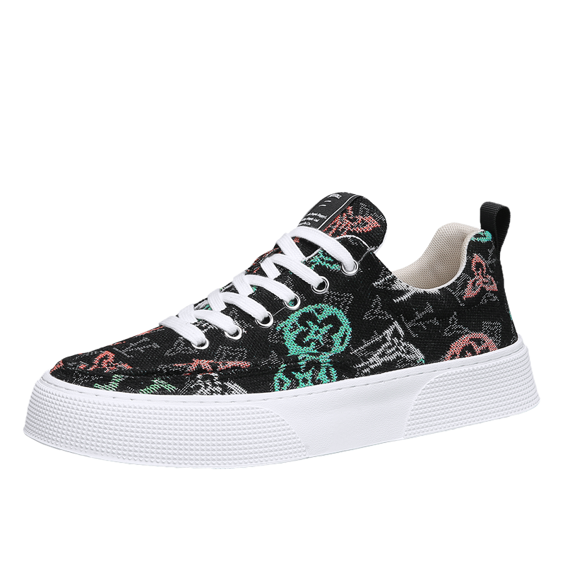Men'S Shoes With Wide Toe Box - Baskets décontractées en toile à motifs