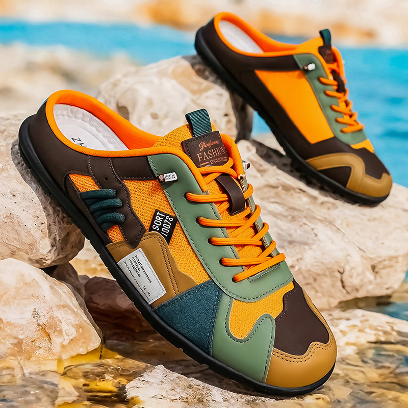 Men'S Shoes Comfortable Walking - Mules décontractées tendance color-block pour le