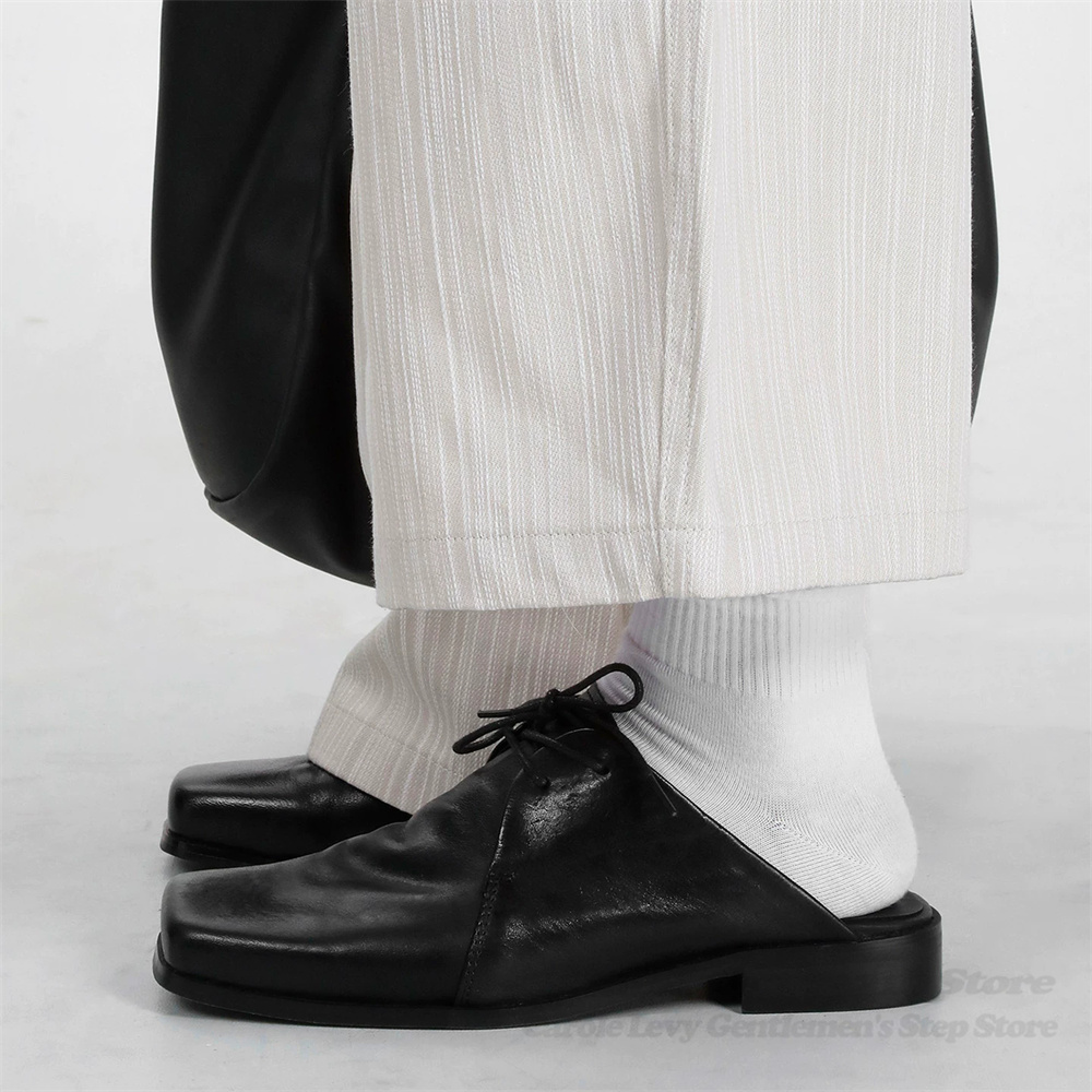 Men Shoes For Office Work - Mules en cuir de vachette lavé